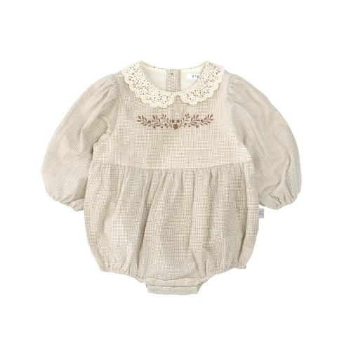 [a.toi baby] adellin rompers check brown - 마르마르