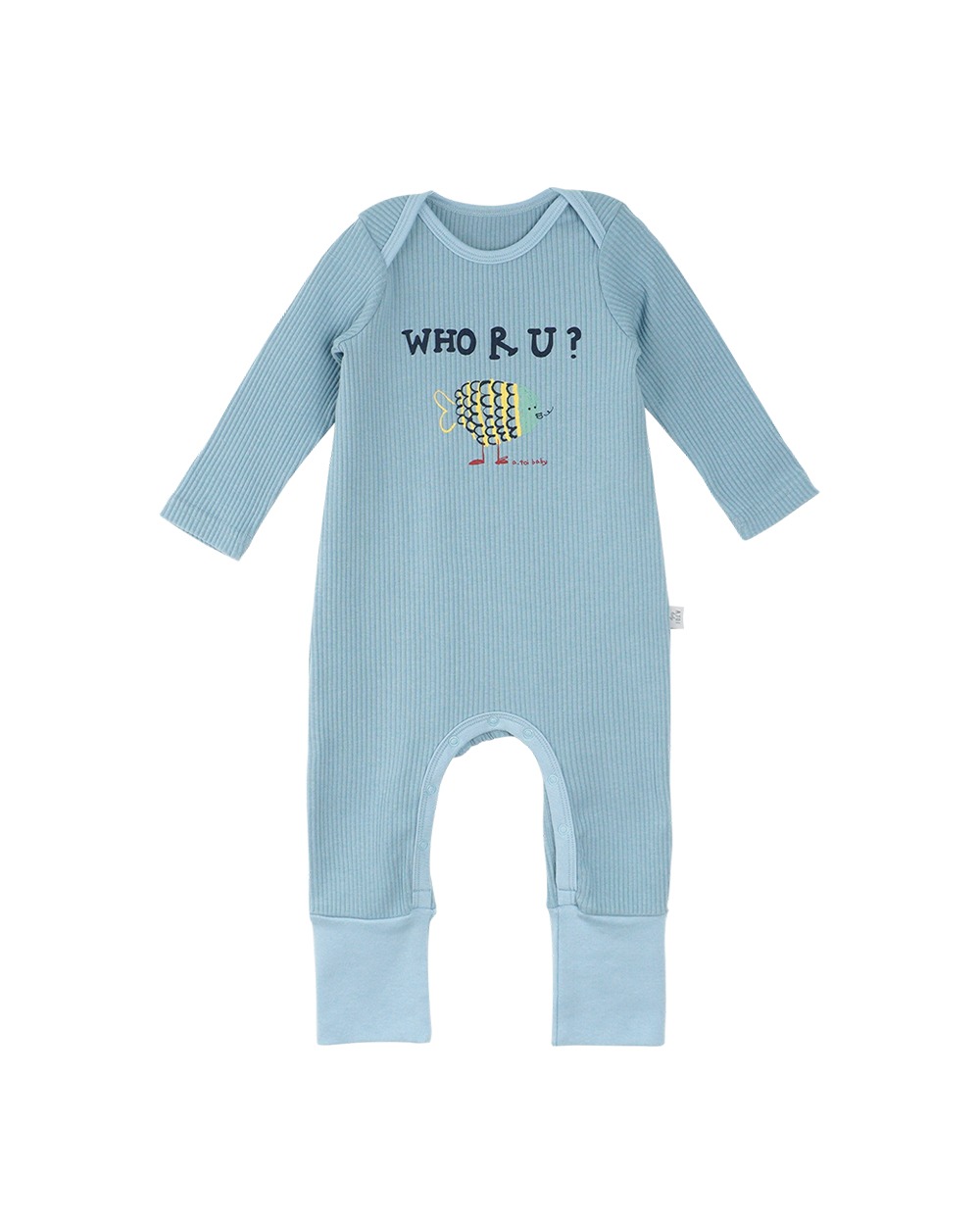 [a.toi baby] Who Are You Ribbed Bodysuit Blue - 마르마르